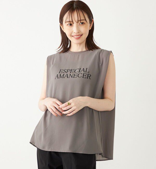 SHIPS Colors 「SHIPS Colors:〈手洗い可能〉フロッキーロゴ ノースリーブ トップス」|シャツ・ブラウス|