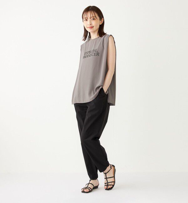 SHIPS Colors 「SHIPS Colors:〈手洗い可能〉フロッキーロゴ ノースリーブ トップス」|シャツ・ブラウス|