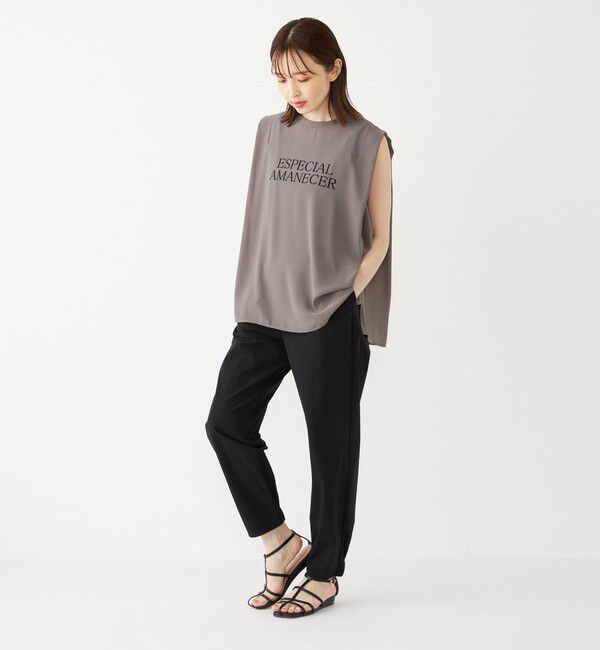 SHIPS Colors 「SHIPS Colors:〈手洗い可能〉フロッキーロゴ ノースリーブ トップス」|シャツ・ブラウス|