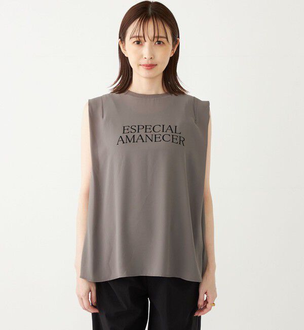 SHIPS Colors 「SHIPS Colors:〈手洗い可能〉フロッキーロゴ ノースリーブ トップス」|シャツ・ブラウス|