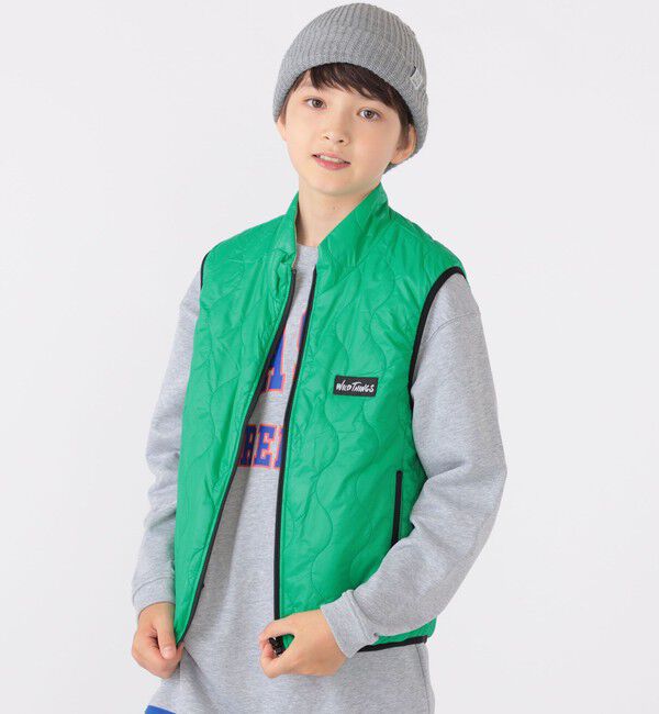 SHIPS KIDS「【SHIPS KIDS別注】WILD THINGS:130～170cm / キルティング リバーシブル ベスト」|ダウンベスト・ベスト|グリーン