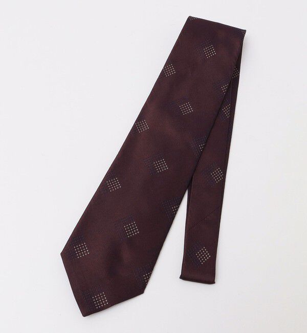 SHIPS「【SHIPS別注】Stefano cau: シルク ジャカード スクエア コモン ネクタイ」|ネクタイ・蝶ネクタイ|ワイン