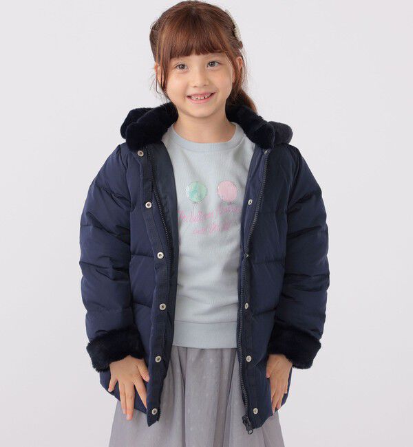 SHIPS KIDS「SHIPS KIDS:100～130cm /〈手洗い可能〉リバティ リサイクル ロング ダウン」|ダウン|ネイビー