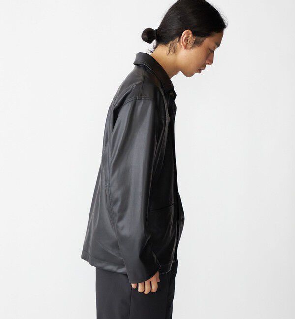 SHIPS「BENCH MARKING SHIRT: 合成皮革 カーコート」|ブルゾン・スタジャン|