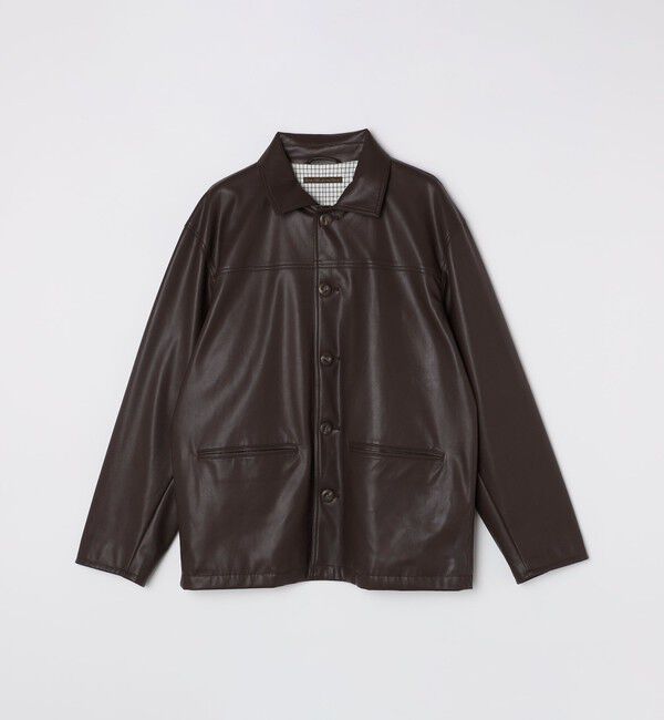 SHIPS「BENCH MARKING SHIRT: 合成皮革 カーコート」|ブルゾン・スタジャン|