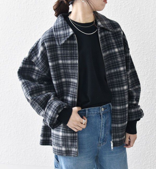 SHIPS any「SHIPS any: リバー メルトン オーバーサイズ ジップ ブルゾン◇」|ブルゾン・スタジャン|チャコールグレー
