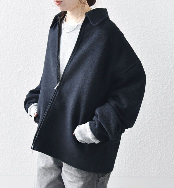 SHIPS any「SHIPS any: リバー メルトン オーバーサイズ ジップ ブルゾン◇」|ブルゾン・スタジャン|ブラック