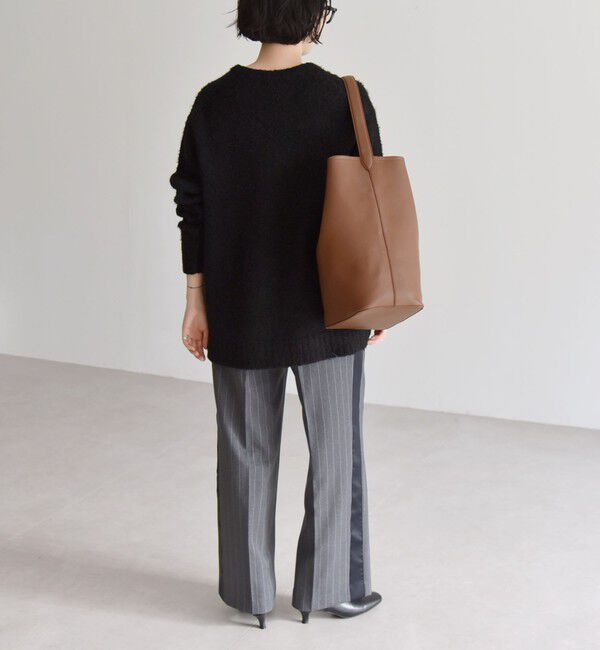 quaranciel「quaranciel:〈手洗い可能〉フェザーヤーン レースアップ ラメ スキッパー ニット」|ニット・セーター|