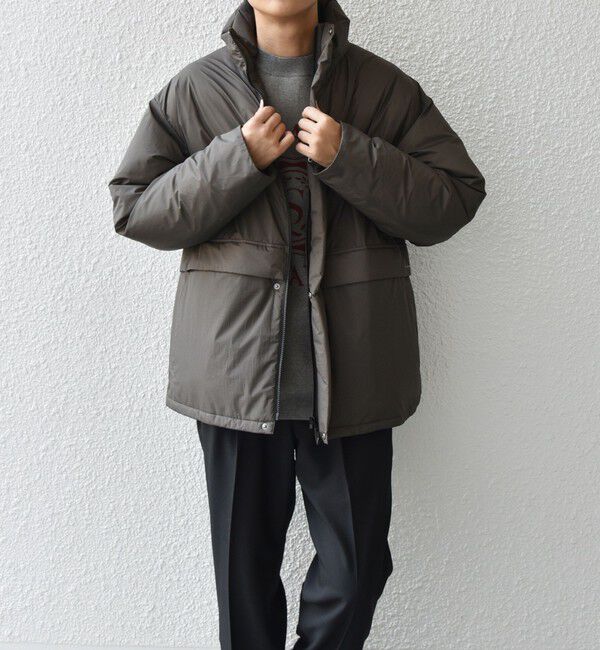 SHIPS any「SHIPS any: ワッシャー ナイロン ダウン / 中綿 ミックス スピンドル スタンド ブルゾン◇」|ダウン|オリーブ