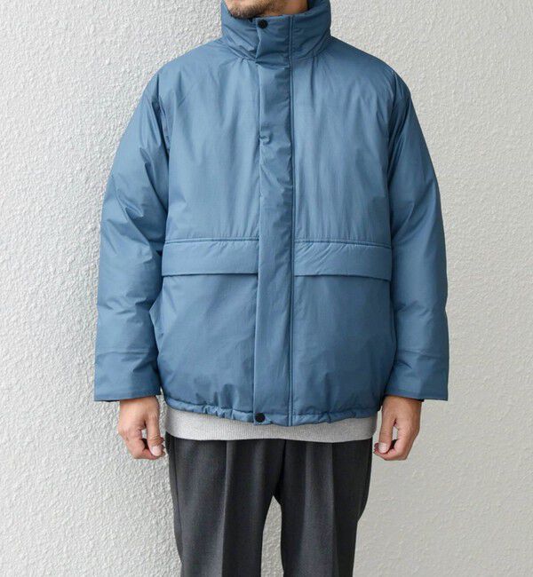 SHIPS any「SHIPS any: ワッシャー ナイロン ダウン / 中綿 ミックス スピンドル スタンド ブルゾン◇」|ダウン|ブルー