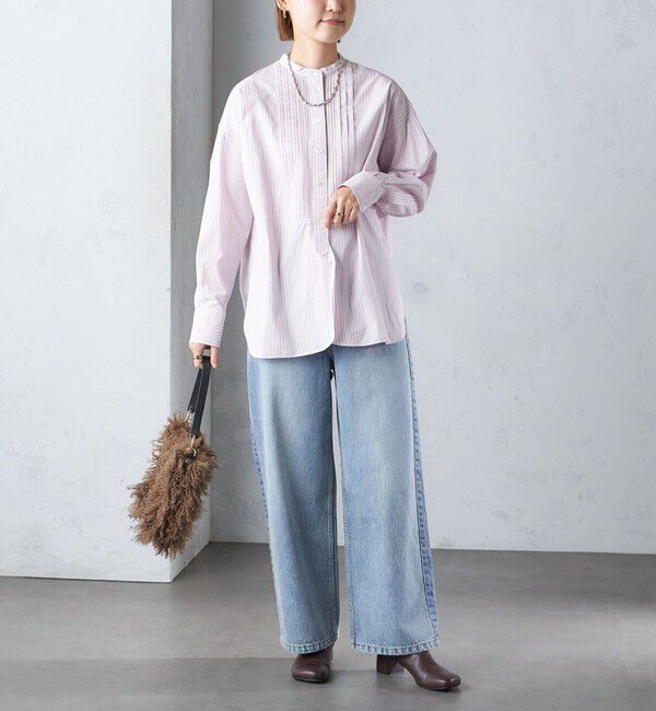 SHIPS for women「〈洗濯機可能〉ピンタック バンド カラー シャツ」|シャツ・ブラウス|