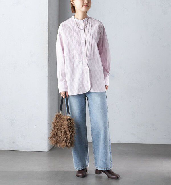 SHIPS for women「〈洗濯機可能〉ピンタック バンド カラー シャツ」|シャツ・ブラウス|