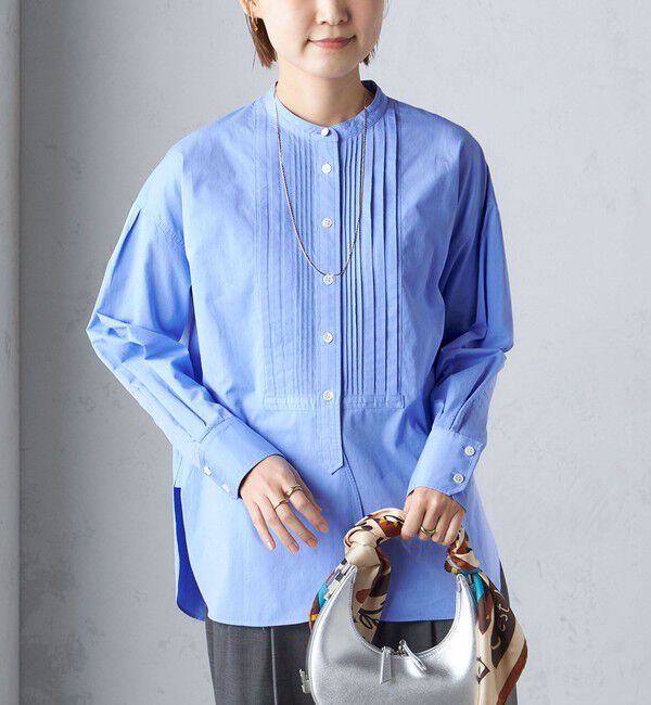 SHIPS for women「〈洗濯機可能〉ピンタック バンド カラー シャツ」|シャツ・ブラウス|