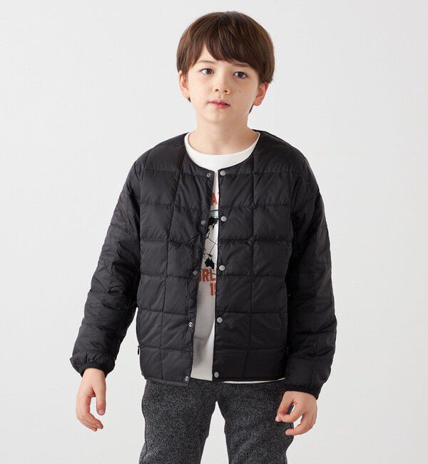 SHIPS any「TAION: クルーネック ボタン ダウン カーディガン<KIDS>」|ダウン|ブラック