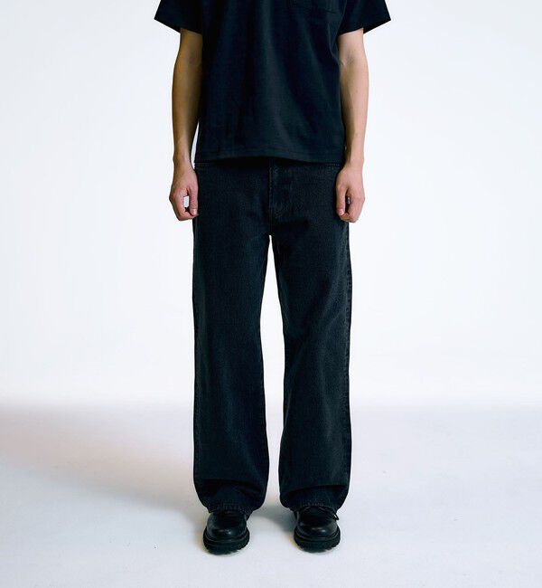 SHIPS「City Ambient Products: 12オンス ストレート バギー デニム パンツ」|デニム|ブラック
