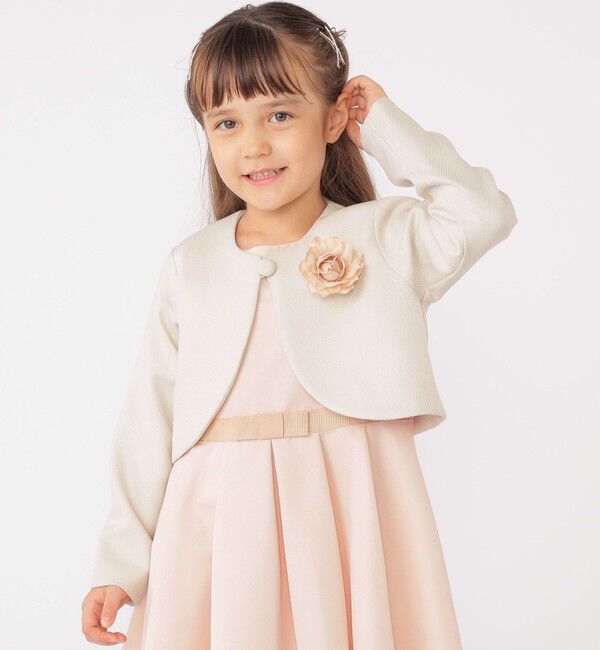 SHIPS KIDS「SHIPS KIDS:110～130cm / セレモニー ボレロジャケット コサージュ付き」|ボレロ|ベージュ