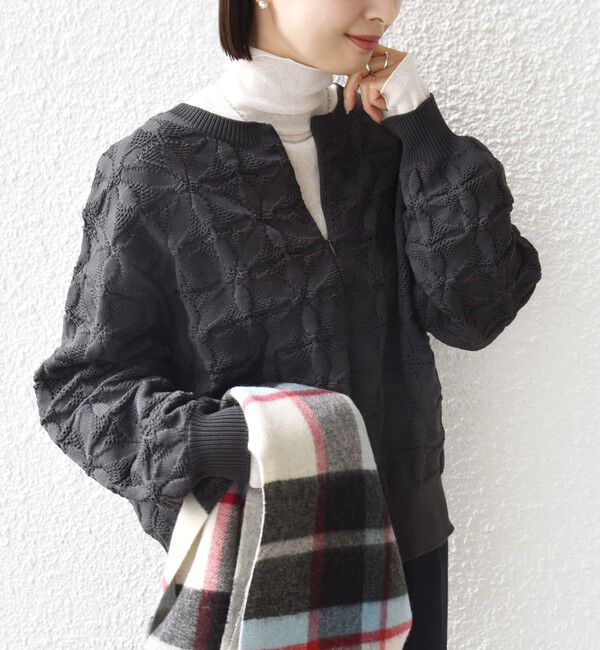 SHIPS for women「【WEB限定】〈洗濯機可能〉2WAY フラワー ジャカード ハーフ ジップ プルオーバー」|ニット・セーター|