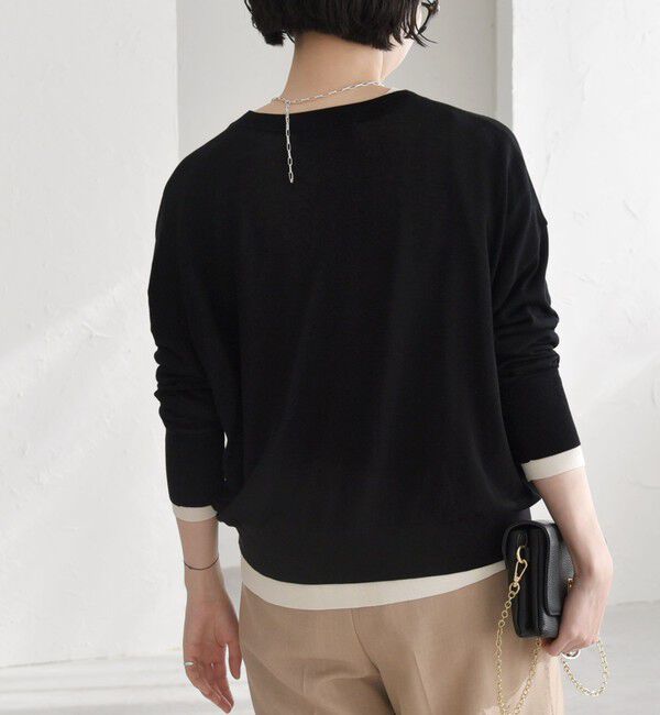 quaranciel「quaranciel:〈手洗い可能〉シルク ミックス ヘンリーネック ニット プルオーバー」|ニット・セーター|