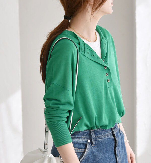 quaranciel「quaranciel:〈手洗い可能〉シルク ミックス ヘンリーネック ニット プルオーバー」|ニット・セーター|