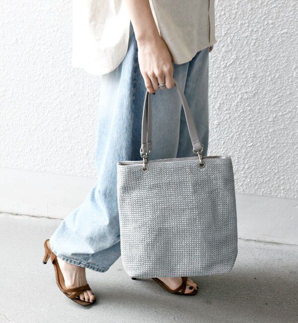 SHIPS any「SHIPS any: スクエア メッシュ ハンドル トート バッグ 26SS」|トートバッグ|シルバー