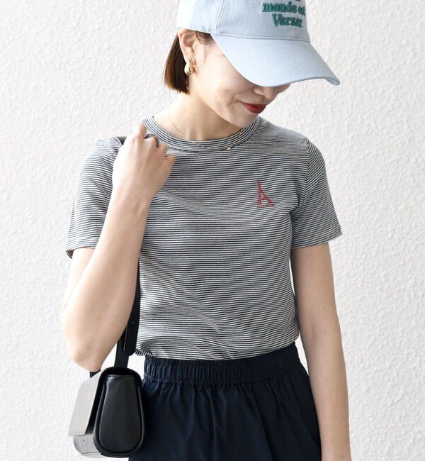 SHIPS any「【SHIPS any別注】PETIT BATEAU: ロゴ プリント コンパクト ボーダー TEE 25SS」|Tシャツ・カットソー|