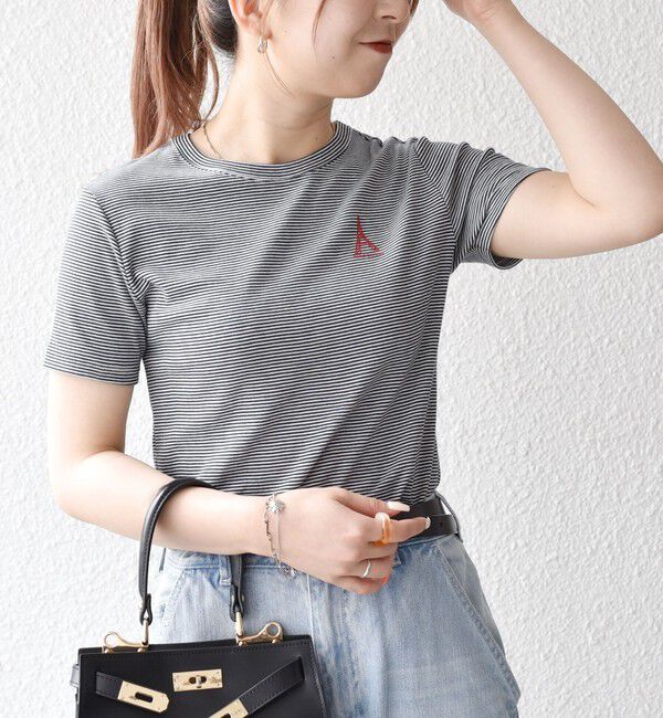 SHIPS any「【SHIPS any別注】PETIT BATEAU: ロゴ プリント コンパクト ボーダー TEE 25SS」|Tシャツ・カットソー|