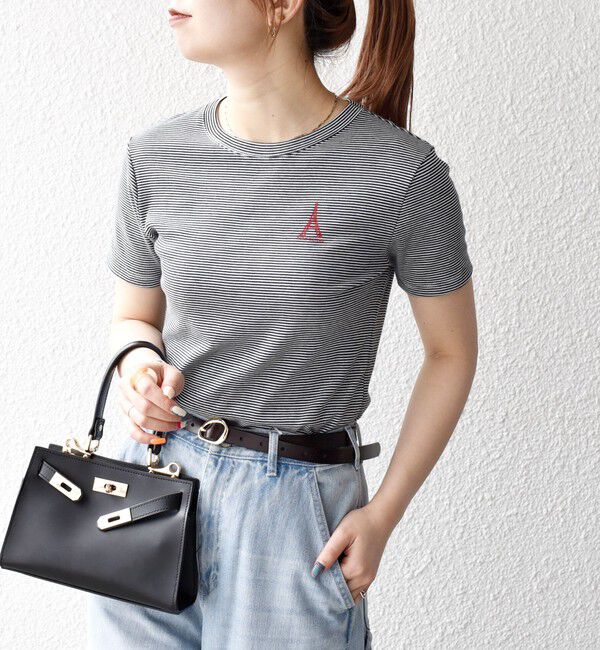 SHIPS any「【SHIPS any別注】PETIT BATEAU: ロゴ プリント コンパクト ボーダー TEE 25SS」|Tシャツ・カットソー|