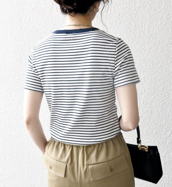 SHIPS any「【SHIPS any別注】PETIT BATEAU: ロゴ プリント コンパクト ボーダー TEE 25SS」|Tシャツ・カットソー|