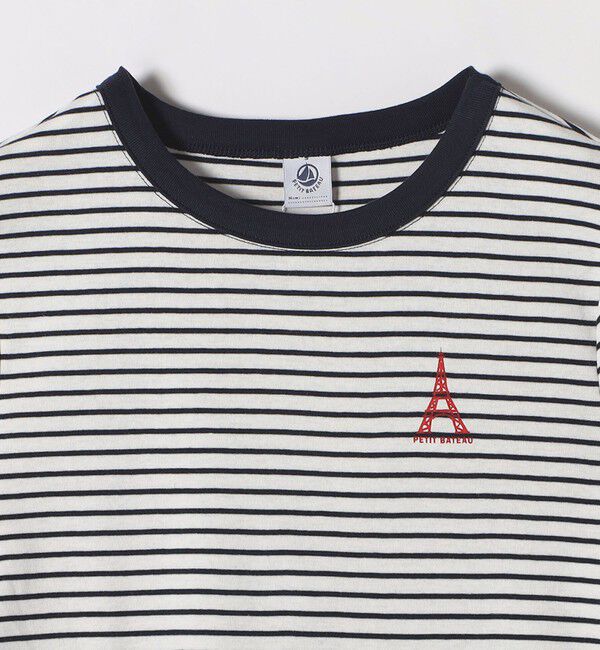 SHIPS any「【SHIPS any別注】PETIT BATEAU: ロゴ プリント コンパクト ボーダー TEE 25SS」|Tシャツ・カットソー|