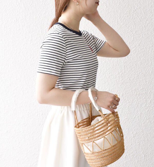SHIPS any「【SHIPS any別注】PETIT BATEAU: ロゴ プリント コンパクト ボーダー TEE 25SS」|Tシャツ・カットソー|