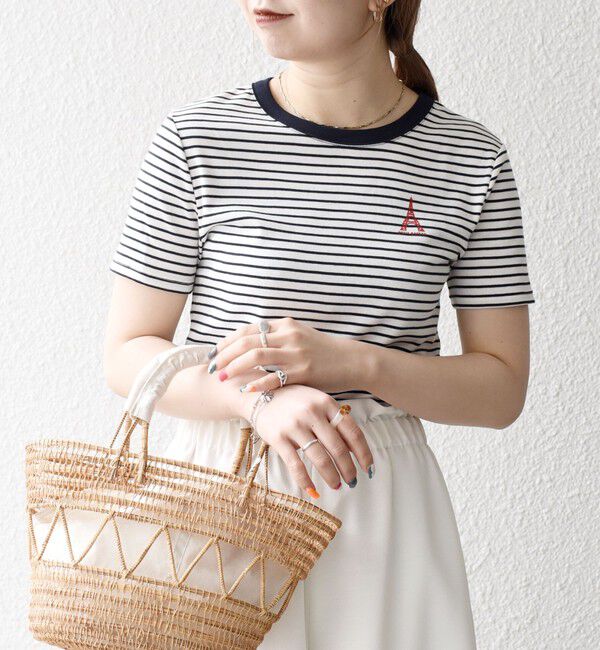 SHIPS any「【SHIPS any別注】PETIT BATEAU: ロゴ プリント コンパクト ボーダー TEE 25SS」|Tシャツ・カットソー|