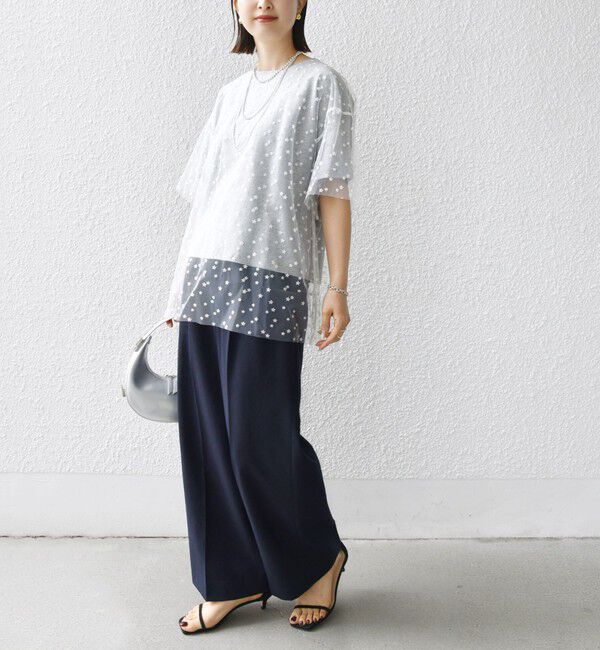 SHIPS for women「【WEB限定】スター チュール レイヤード TEE」|Tシャツ・カットソー|