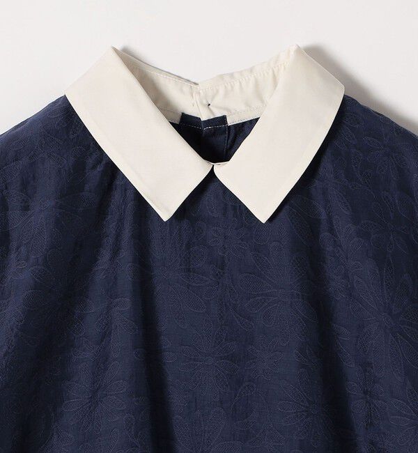 SHIPS any「SHIPS any:〈洗濯機可能〉フラワー ジャカード バイカラー プルオーバー シャツ」|シャツ・ブラウス|