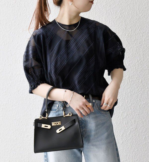 SHIPS any「SHIPS any:〈洗濯機可能〉シアー チェック ドルマン シャーリング パフ ブラウス」|シャツ・ブラウス|