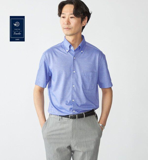 SHIPS「SHIPS: COOLMAX(R) ジャージー ショートスリーブ シャツ」|シャツ・ブラウス|ブルー