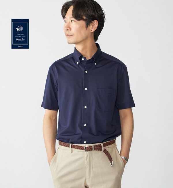 SHIPS「SHIPS: COOLMAX(R) ジャージー ショートスリーブ シャツ」|シャツ・ブラウス|ネイビー
