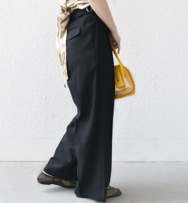 SHIPS for women「〈手洗い可能〉麻調 合繊 2タック ワイド パンツ 2」|その他|