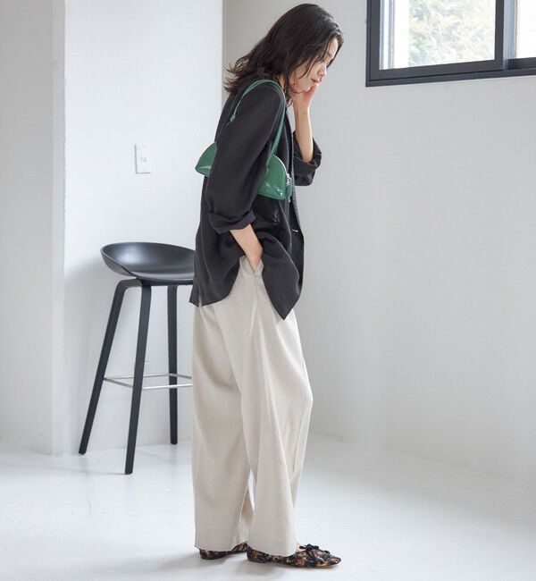 SHIPS for women「〈手洗い可能〉麻調 合繊 2タック ワイド パンツ 2」|その他|