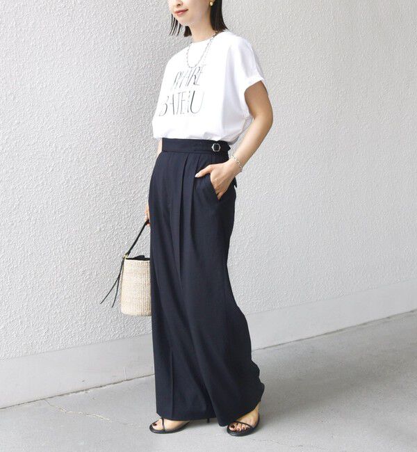 SHIPS for women「〈手洗い可能〉麻調 合繊 2タック ワイド パンツ 2」|その他|