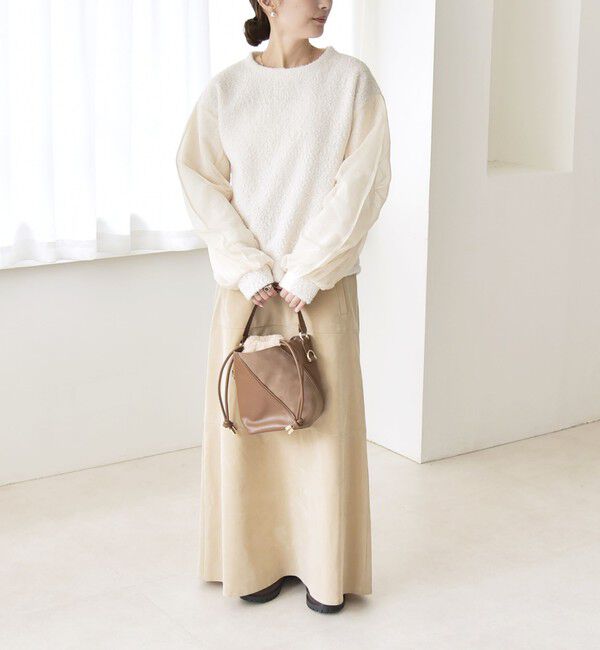 quaranciel「quaranciel:〈洗濯機可能〉ボア &times; チュール コンビ クルーネック プルオーバー」|プルオーバー|