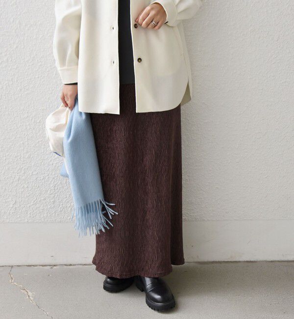 SHIPS Colors 「SHIPS Colors:〈手洗い可能〉ポリエステル ベロア プリーツ タイトスカート」|スカート|