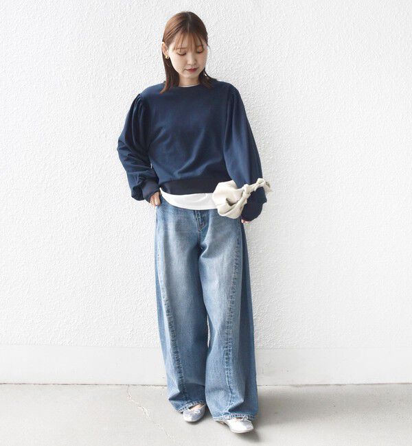 SHIPS for women「【WEB限定】〈手洗い可能〉ショルダー タック パフ スリーブ ミニ 裏毛 プルオーバー」|Tシャツ・カットソー|