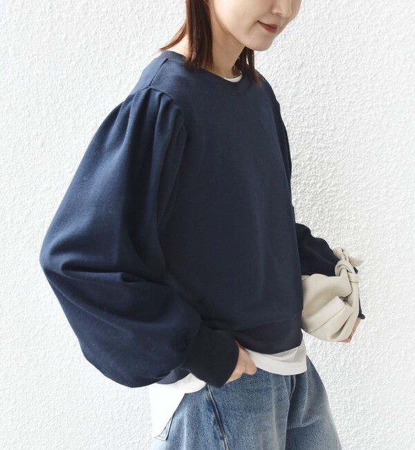 SHIPS for women「【WEB限定】〈手洗い可能〉ショルダー タック パフ スリーブ ミニ 裏毛 プルオーバー」|Tシャツ・カットソー|