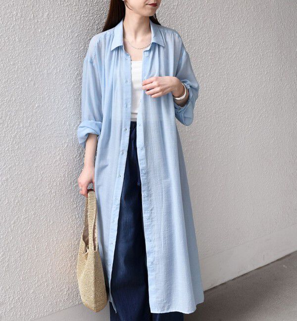 SHIPS Colors 「SHIPS Colors:〈手洗い可能〉ボイル シャンブレー シャツ ワンピース◇」|ワンピース|ライトブルー