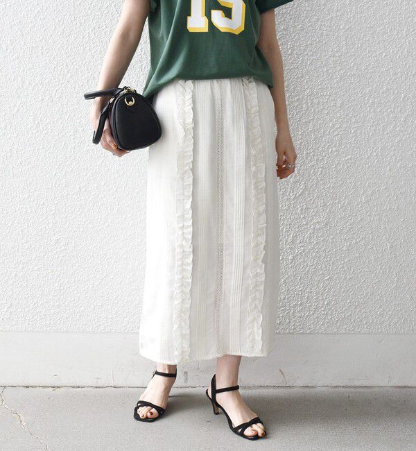 SHIPS any「SHIPS any:〈手洗い可能〉リネンミックス Iライン フリル イージー スカート」|スカート|オフホワイト