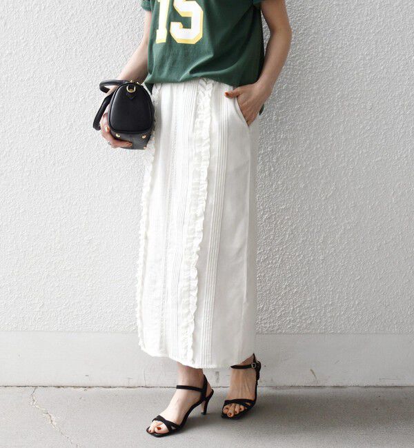 SHIPS any「SHIPS any:〈手洗い可能〉リネンミックス Iライン フリル イージー スカート」|スカート|