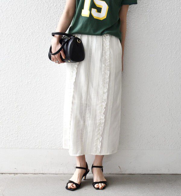 SHIPS any「SHIPS any:〈手洗い可能〉リネンミックス Iライン フリル イージー スカート」|スカート|