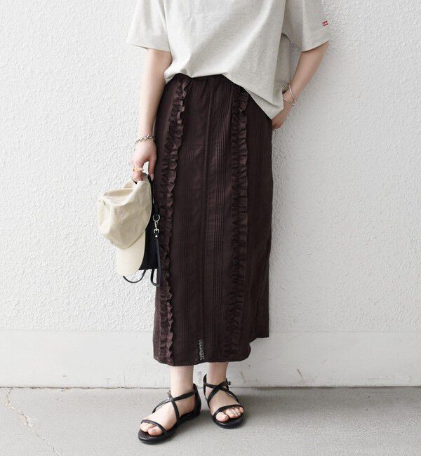SHIPS any「SHIPS any:〈手洗い可能〉リネンミックス Iライン フリル イージー スカート」|スカート|