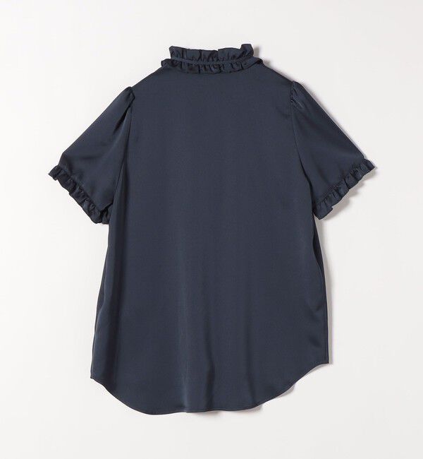 SHIPS any「《予約》SHIPS any:〈洗濯機可能〉サテン フリル カラー リボン ショートスリーブ シャツ ブラウス」|シャツ・ブラウス|