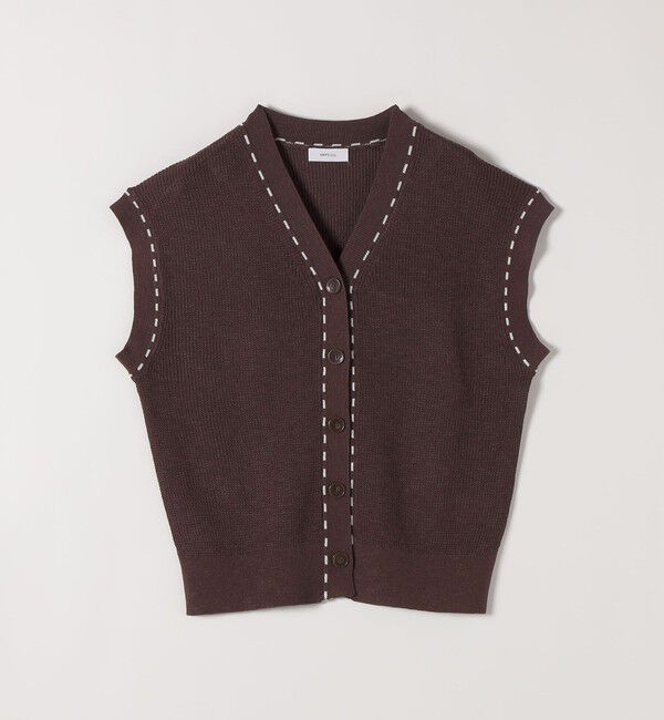 SHIPS any「SHIPS any:〈手洗い可能〉リネン レーヨン ステッチ 編み Vネック ベスト」|ベスト・ジレ|